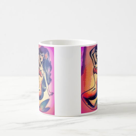 dunkelhaarige Meerjungfrauschönheit Kaffeetasse (Mittel)