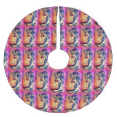 dunkelhaarige Meerjungfrauschönheiten Polyester Weihnachtsbaumdecke (Vorderseite)