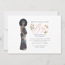 Dunkelhaarige schwarze Mama, um eine Baby-Dusche z