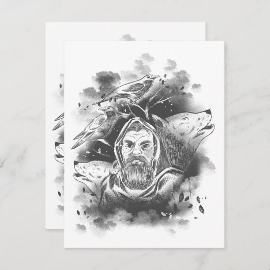 Dunkelhaltige Abbildung in den Tintenfederschatten RSVP Karte (Vorne/Hinten)