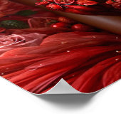 Dunkelhäutige Fee mit roten Rosen Poster (Ecke)