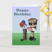 Dunkelhäutige junge Golfer-Karte Karte (Gelbe Blume)