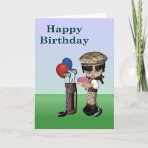 Dunkelhäutige junge Golfer-Karte Karte