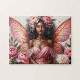 Dunkelhäutige Mühle mit rosa Flügeln Kunst Puzzle
