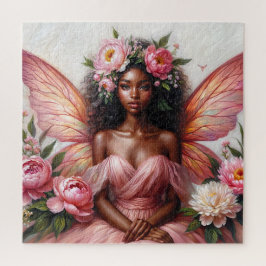 Dunkelhäutige Mühle mit rosa Flügeln Kunst Puzzle