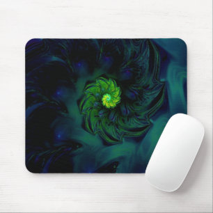 Dunkelheit   Kunst des blauen und grünen Fraktals Mousepad