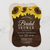 Dunkelholz-Sonnenblume Bridal-Dusche Einladung (Vorne/Hinten)
