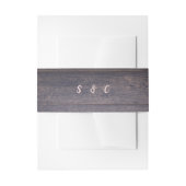 Dunkelholzkornmonogramm rustikale Hochzeit Einladungsbanderole (Vorderseite Beispiel)