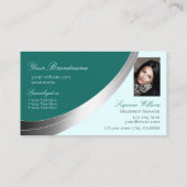 Dunkellichtes Aquamarines Silber-Dekor mit Logo un Visitenkarte (Rückseite)