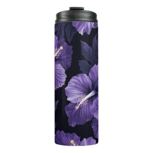 DUNKELLILA- UND SCHWARZE TROPISCHE HIBISKUS BLUME THERMOSBECHER