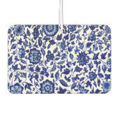 Dunkelmarineblau-Blumenmuster auf Weiß Autolufterfrischer (Vorderseite)