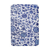 Dunkelmarineblau-Blumenmuster auf Weiß Badematte (Vorderseite Vertikal)