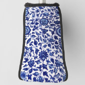 Dunkelmarineblau-Blumenmuster auf Weiß Golf Headcover (Rotieren 90)