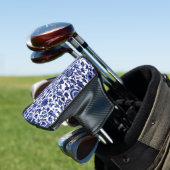 Dunkelmarineblau-Blumenmuster auf Weiß Golf Headcover (In Situ)
