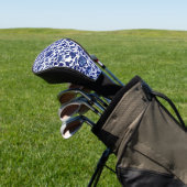 Dunkelmarineblau-Blumenmuster auf Weiß Golf Headcover (In SItu)