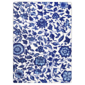 Dunkelmarineblau-Blumenmuster auf Weiß Klemmbrett (Rückseite)