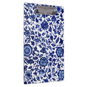 Dunkelmarineblau-Blumenmuster auf Weiß Klemmbrett (Rechts)