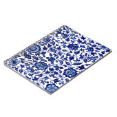 Dunkelmarineblau-Blumenmuster auf Weiß Notizblock (Linke Seite)