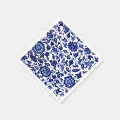 Dunkelmarineblau-Blumenmuster auf Weiß Serviette (Ecke)