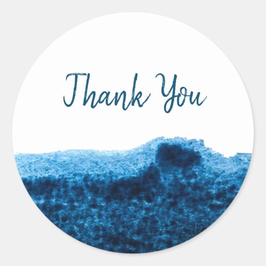 Dunkelmarineblau minimale Wasserfarbe Runder Aufkleber (Vorderseite)