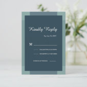 Dunkelmarineblau Türkis Türkis Moderne Hochzeit Rs Einladung (Stehend Vorderseite)