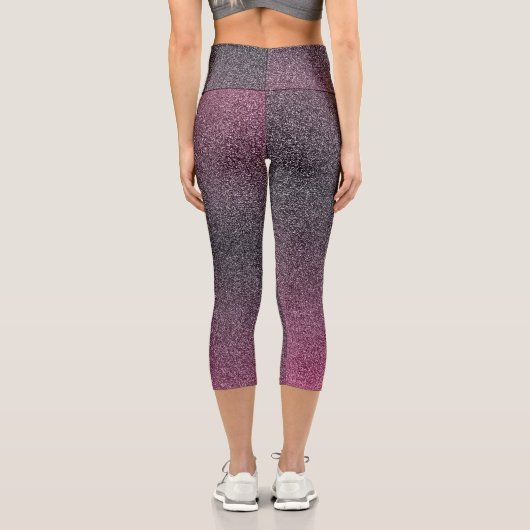 Dunkelmaroon Gradient Glitzer Capri Leggings (Rückseite)