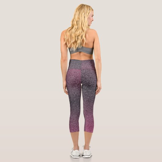 Dunkelmaroon Gradient Glitzer Capri Leggings (Rückseite)