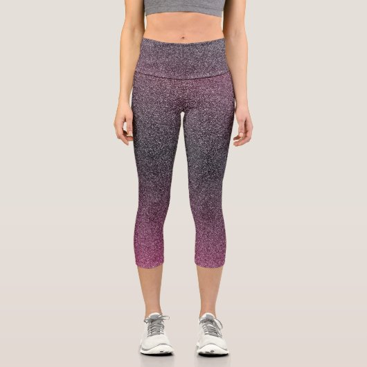 Dunkelmaroon Gradient Glitzer Capri Leggings (Vorderseite)
