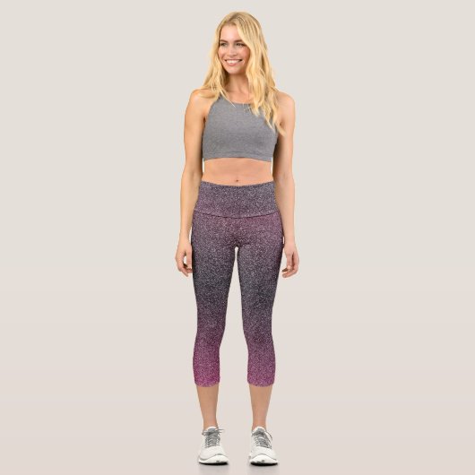 Dunkelmaroon Gradient Glitzer Capri Leggings (Vorderseite)