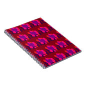 Dunkelmaroon rot mit tiefrosa Globus-Muster Notizblock (Rechte Seite)