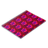Dunkelmaroon rot mit tiefrosa Globus-Muster Notizblock (Linke Seite)