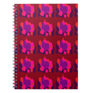 Dunkelmaroon rot mit tiefrosa Globus-Muster Notizblock