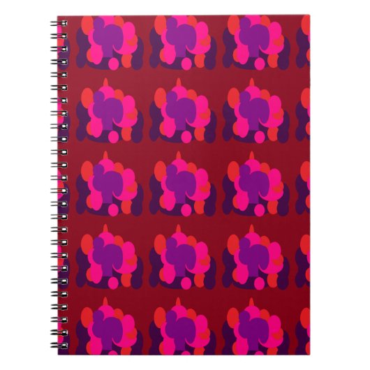 Dunkelmaroon rot mit tiefrosa Globus-Muster Notizblock (Vorderseite)