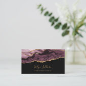 Dunkelmauve-Spur auf schwarzer Visitenkarte (Stehend Vorderseite)