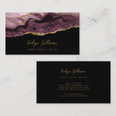 Dunkelmauve-Spur auf schwarzer Visitenkarte (Vorne/Hinten)