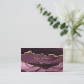Dunkelmauve und Gold Visitenkarte (Stehend Vorderseite)