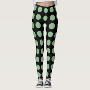 Dunkelmeergrün am Schwarzen großen Horizont. Polka Leggings