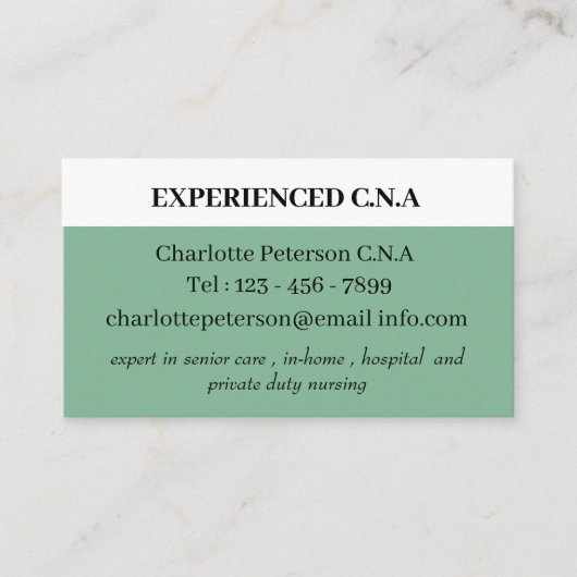 Dunkelmeergrüner einfacher CNA Visitenkarte (Vorderseite)