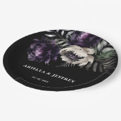 Dunkelmoody boho elegante Hochzeitsvorlage Pappteller (Schrägansicht)