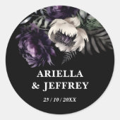 Dunkelmoody boho elegante Hochzeitsvorlage Runder Aufkleber (Vorderseite)