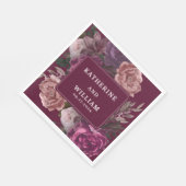 Dunkelmoody-Bordeaux und lila blumenreiche Hochzei Serviette (Ecke)