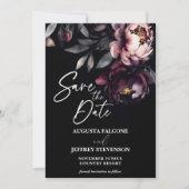 Dunkelmoody noir elegante bordeauxfarbene Pfannkuc Save The Date (Vorderseite)