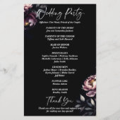 Dunkelmoody noir elegantes Hochzeitsprogramm (Rückseite)