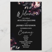 Dunkelmoody noir elegantes Hochzeitsprogramm (Vorderseite)