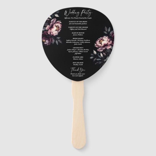 Dunkelmoody noir elegantes Hochzeitsprogramm Fächer (Rückseite)