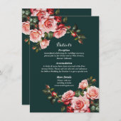 Dunkelmoody, rosa und rote Rosen, grüne Hochzeit Begleitkarte (Vorne/Hinten)
