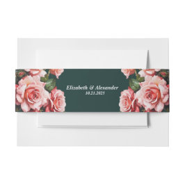 Dunkelmoody, rosa und rote Rosen, grüne Hochzeit Einladungsbanderole