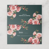 Dunkelmoody, rosa und rote Rosen, grüne Hochzeit Platzkarte (Außenseite Aufgefaltet)