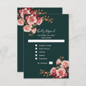 Dunkelmoody, rosa und rote Rosen, grüne Hochzeit RSVP Karte (Vorne/Hinten)