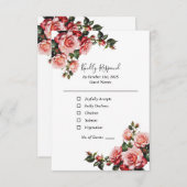 Dunkelmoody, rosa und rote Rosen, grüne Hochzeit RSVP Karte (Vorne/Hinten)